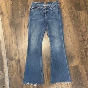 MOTHER Distressed Blue Flare Jeans